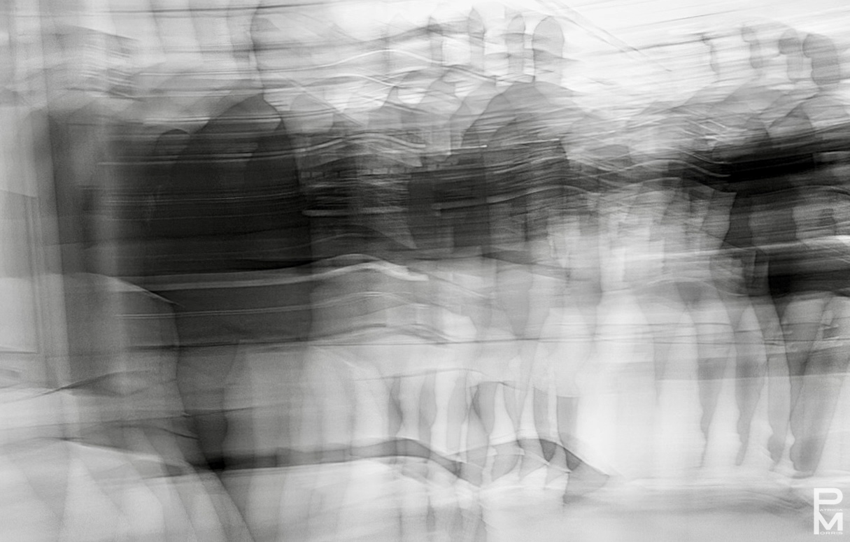 ICM timelapse monochrome digital photograph taken in a metro station