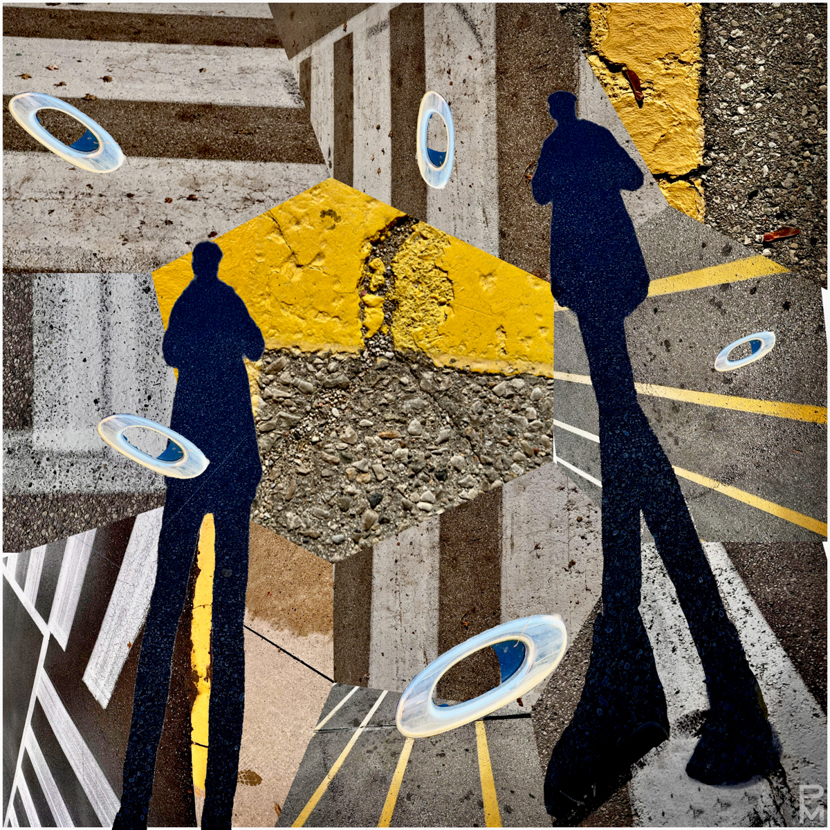 Digital collage created with images taken in a parking lot