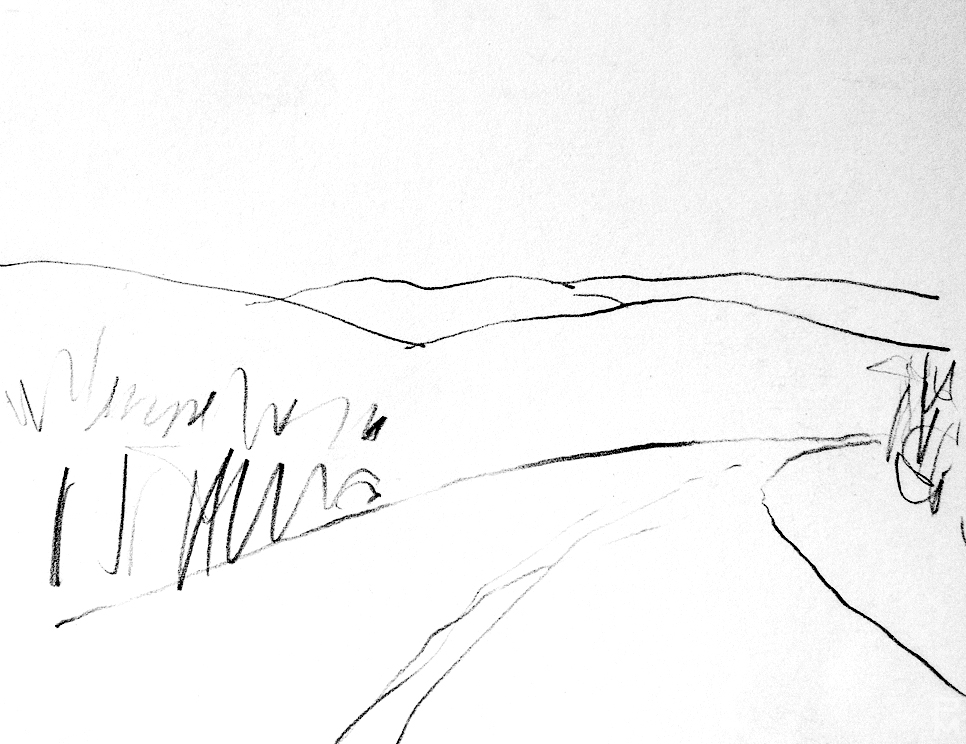 5 second sketch of the road made while driving in Cape Breton