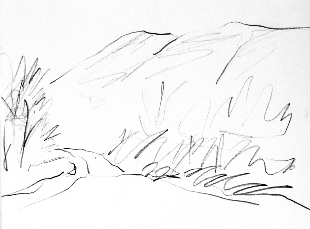 5 second sketch of the road made while driving in Cape Breton