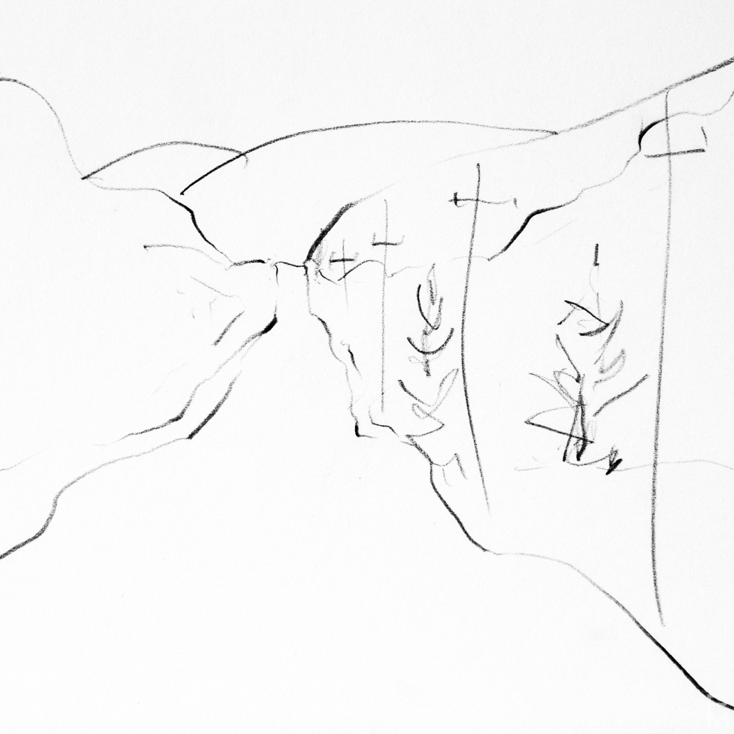 5 second sketch of the road made while driving in Cape Breton