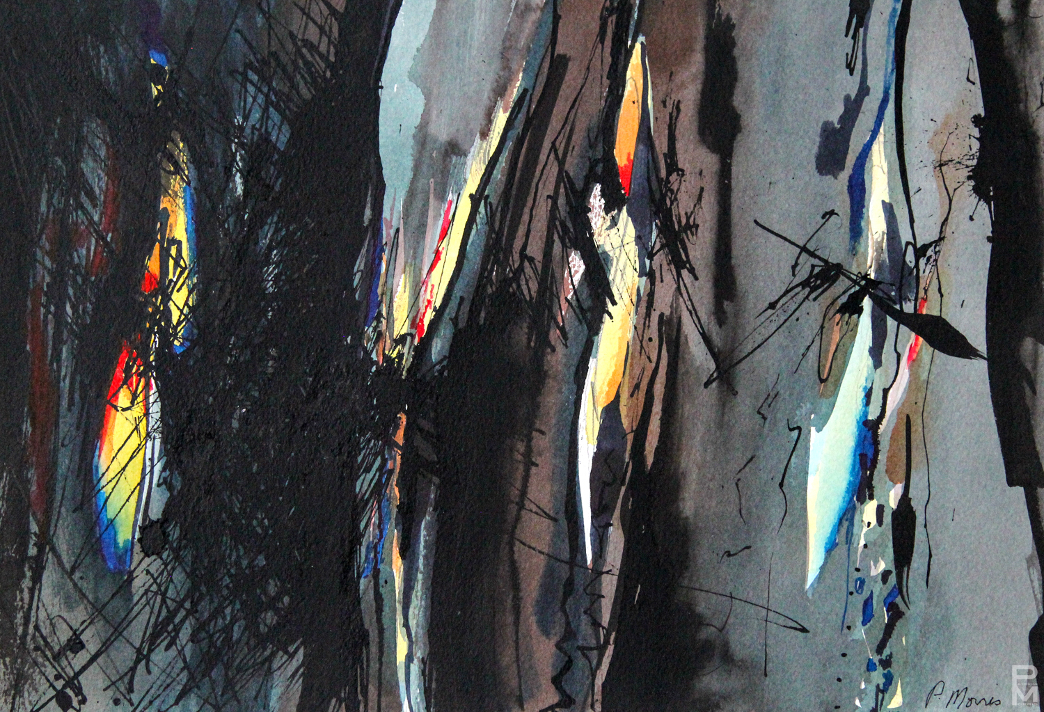 Abstract interpretation of pain and fury. Ink on paper. 