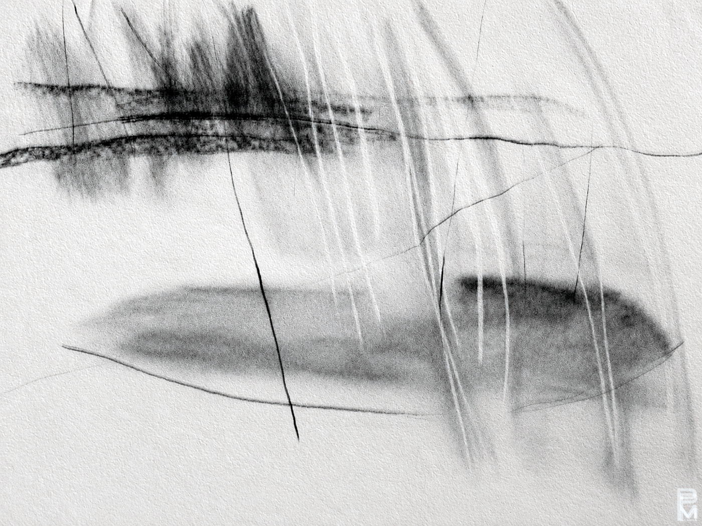 Abstract charcoal drawing representing a feeling of being trapped and unable to escape from an abuser.