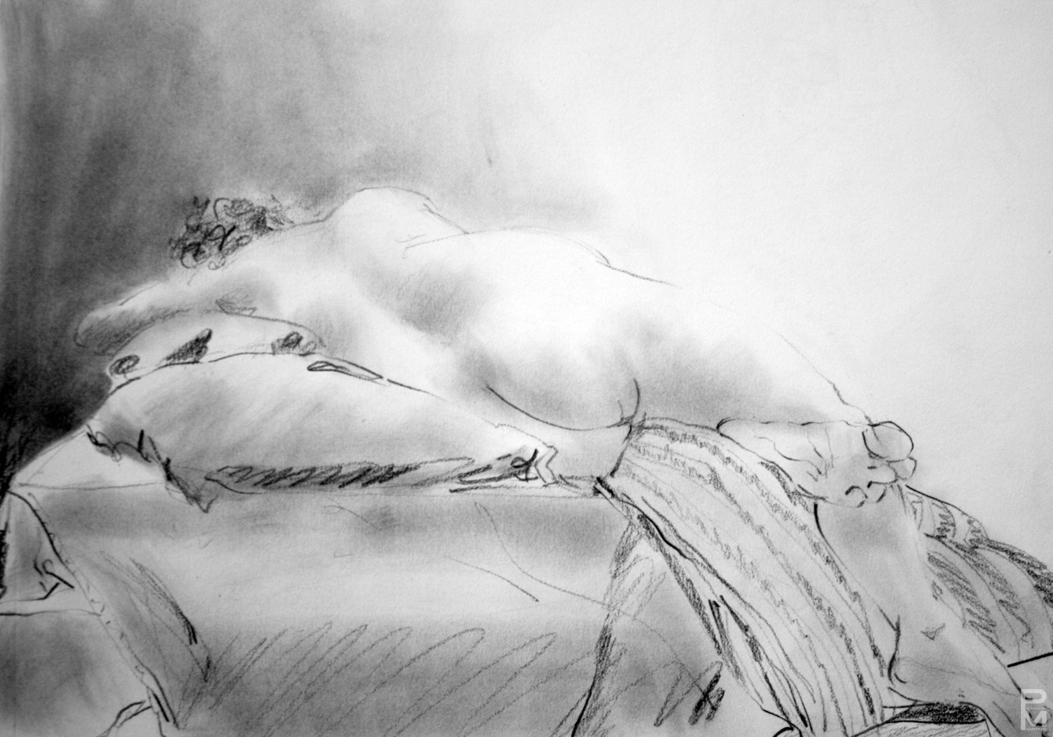 Reclining female figure drawing