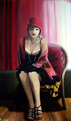 Ruby, oil on paper