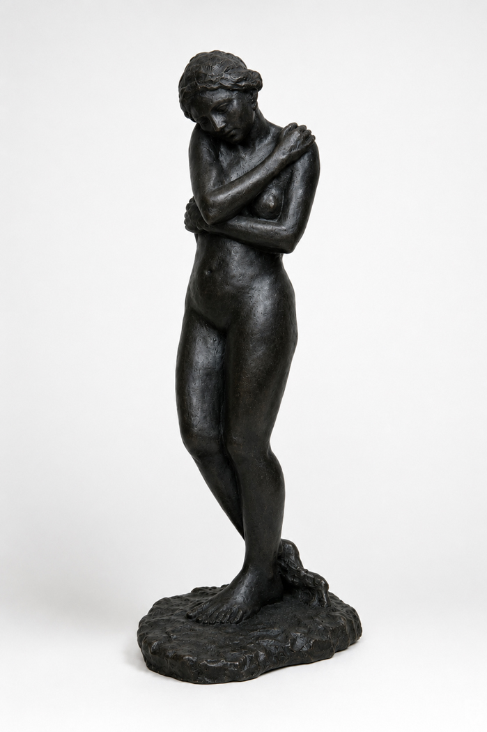Sculpture made of plaster and graphite, depicting a figure in homage to August Rodin