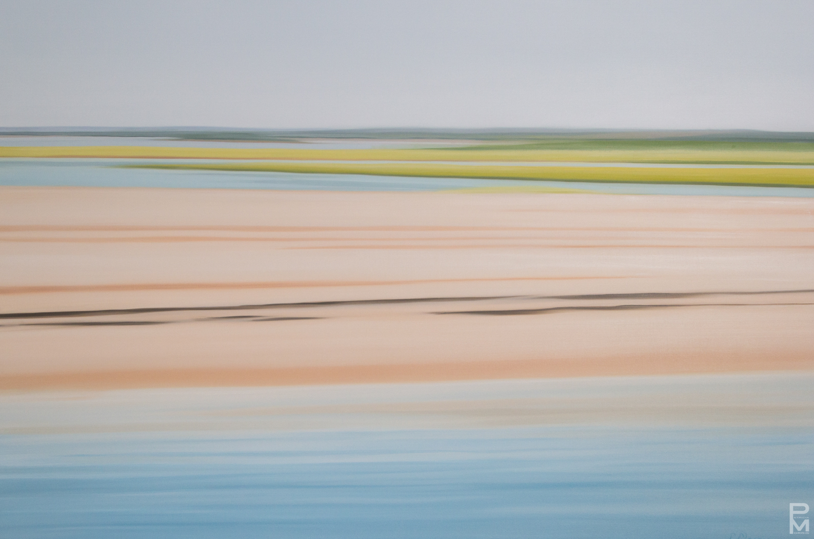 Oil painting of a panoramic sand shore on Prince Edward Island