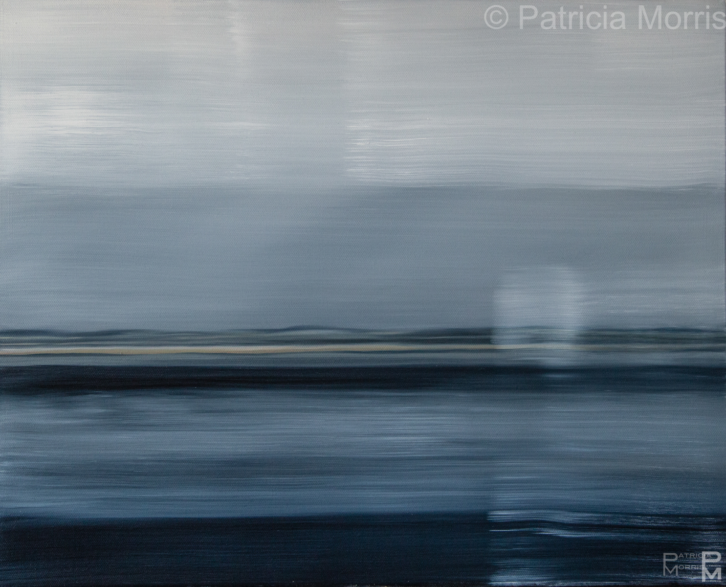 Oil painting of view from passenger window while driving the northern shore heading east